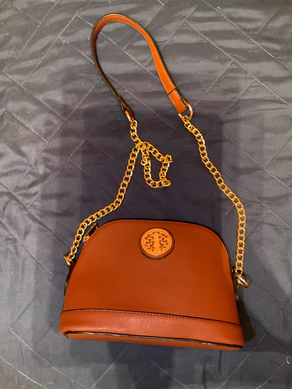 Brown fake leather crossbody bag